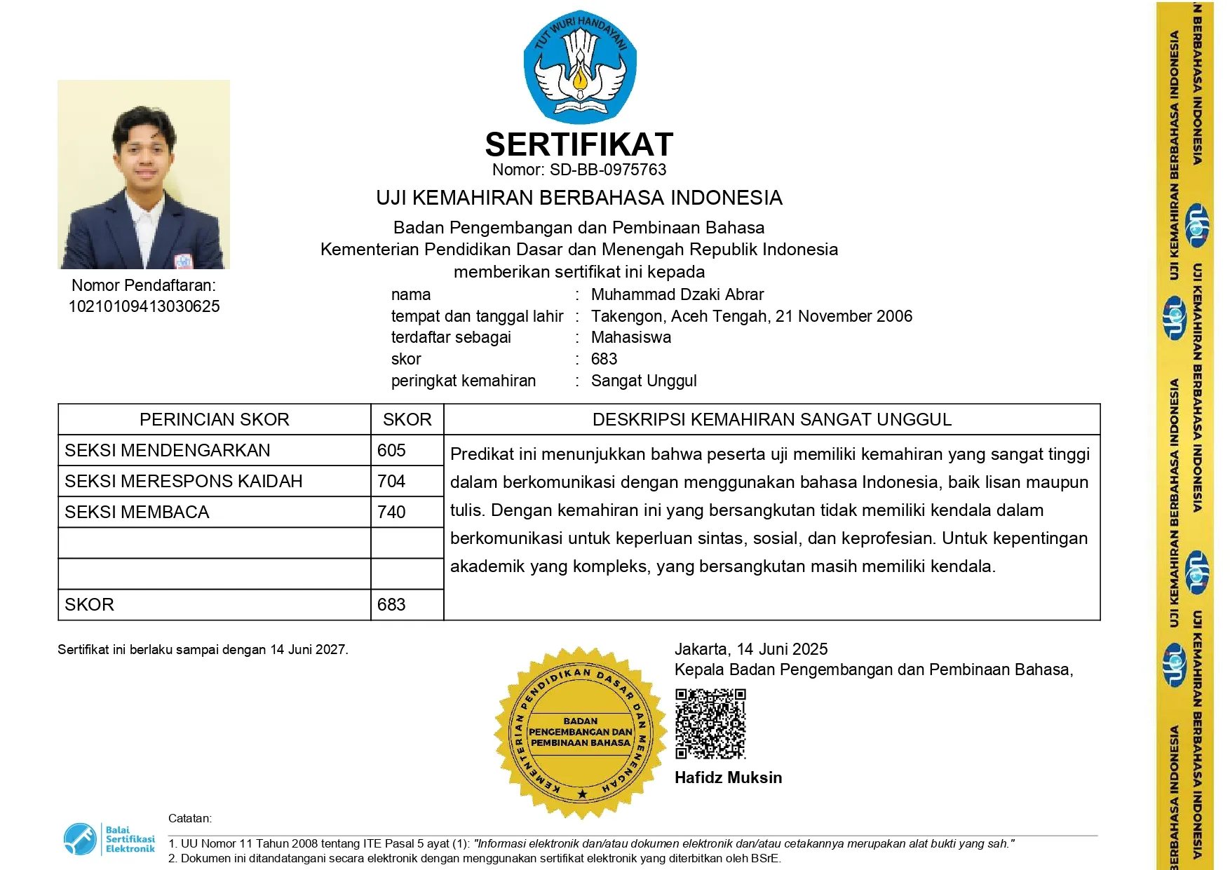 UKBI Certificate (Indonesian Language Proficiency Test)