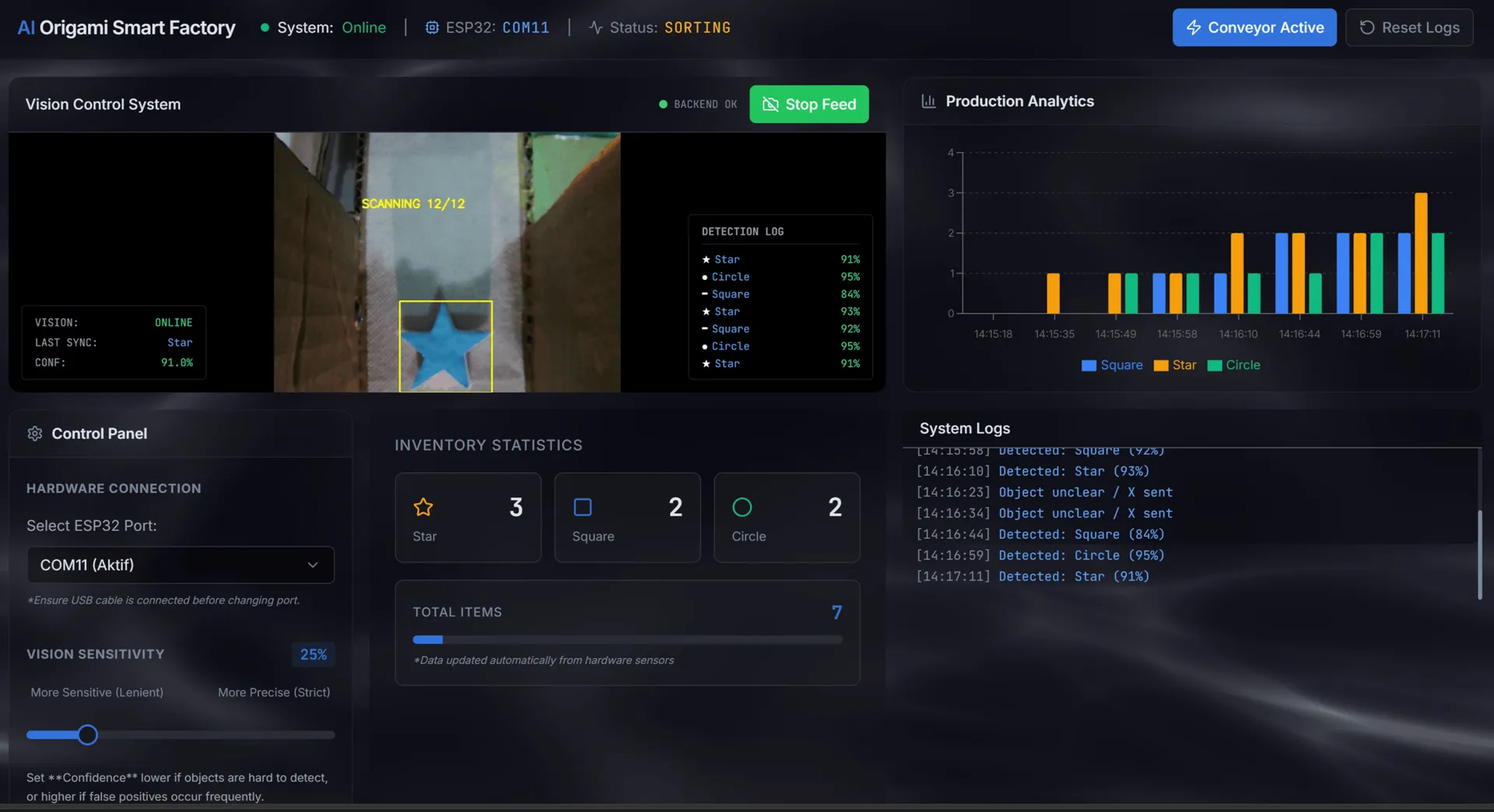 Autonomous Shape Sorting System (Smart Factory)